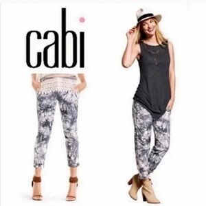 Cabi Gray‎ Marble Tie Dye Pants Poplin Pull-on Yoga Waist Women's Size Small